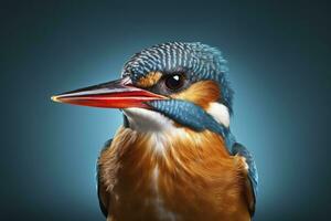 ai gerado martinho pescatore sentado em a árvore ramo. ai gerado foto