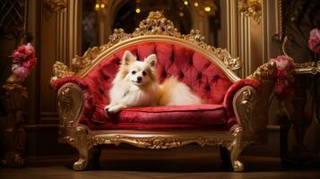 ai gerado real animais de estimação animais dentro luxo Palácio foto