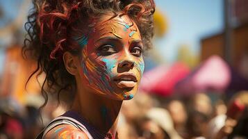 ai gerado uma movimentado rua arte festival. generativo ai foto