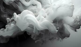 ai gerado abstrato Preto e branco fumaça em uma Preto fundo foto