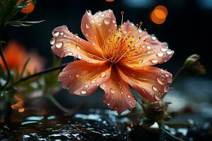 ai gerado uma flor dentro a chuva ai gerado foto