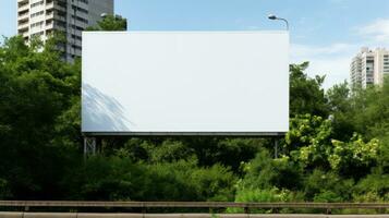 ai gerado em branco Painel publicitário em na estrada. generativo ai foto