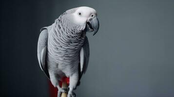 ai gerado africano cinzento papagaio empoleirado. generativo ai foto