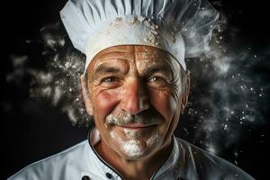 ai gerado homem restaurante adulto pessoa cozinhar cozinha uniforme Comida gourmet trabalhando profissional foto