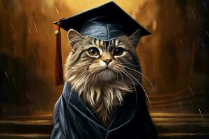 ai gerado esperto graduado gato inteligente. gerar ai foto