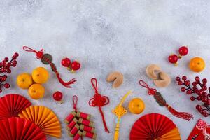 chinês Novo ano conceito com vermelho decoração. foto