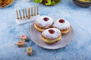 tradicional judaico feriado hanukkah Comida. foto