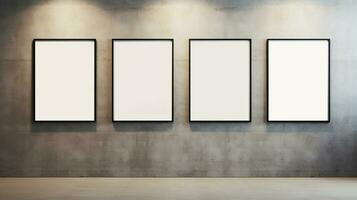 ai gerado generativo ai, conjunto do quatro cartazes zombar acima, em branco minimalista fundo, obra de arte modelo foto