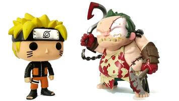 Jacarta, Indonésia em novembro 20, 2023. funko pop vinil figura Novo a partir de Reino Unido item dota 2 - pessoa atarracada com cutelo atacado naruto shippuden foto