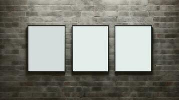 ai gerado generativo ai, conjunto do três cartazes zombar acima, em branco minimalista fundo, obra de arte modelo foto