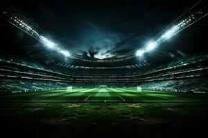 ai gerado futebol estádio às noite foto