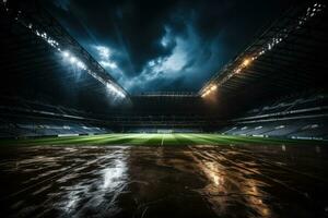 ai gerado futebol estádio às noite foto