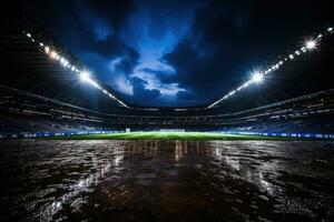 ai gerado futebol estádio às noite foto