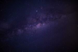 panorama vista universo espaço tiro da Via Láctea com estrelas em um fundo de céu noturno. a via láctea é a galáxia que contém nosso sistema solar. foto