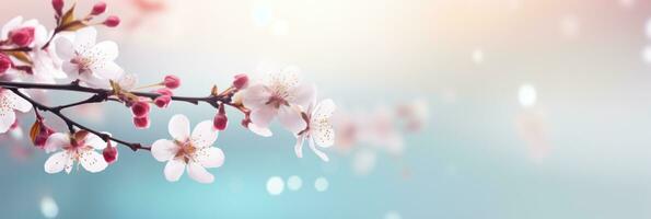 ai gerado Primavera flores com bokeh efeito em uma embaçado fundo, foto