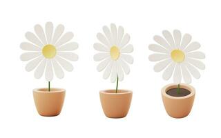 desenho animado estilo em vaso flor, 3d Renderização. foto