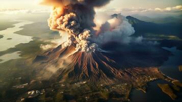 ai gerado cena do vulcão erupção dentro natural meio Ambiente foto