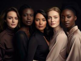 ai gerado diversidade etnia mulher dentro poster estilo tiro foto