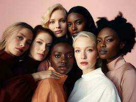 ai gerado diversidade etnia mulher dentro poster estilo tiro foto