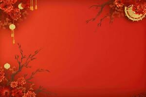 ai gerado China Novo ano bandeira vermelho fundo foto