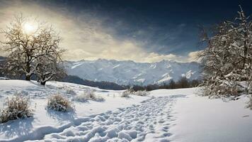 ai gerado inverno neve panorama foto