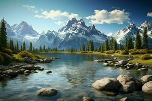 ai gerado a surreal paisagens do grande Teton nacional foto