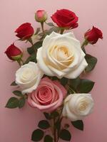 ai gerado livre comemoro amor feliz dia dos namorados dia com deslumbrante rosa flores, generativo ai foto