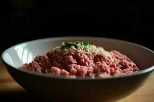 ai gerado cru picado carne carne de porco. gerar ai foto