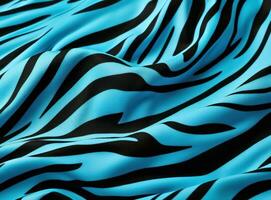 ai gerado a imagem mostra azul, preto, e branco zebra listras em uma azul tecido, foto