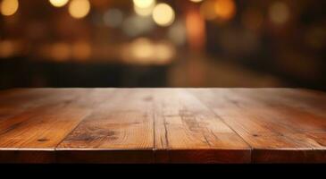 ai gerado mesa topo mesa dentro uma restaurante com borrado fundo foto