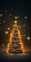 ai gerado Natal árvore ouro fita enredar foto