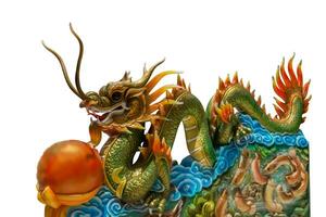 tradicional dragões às a chinês têmpora isolar em branco fundo. foto