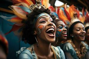 ai gerado mascarado cavaleiros desfrutando caprichoso em carrossel, colorida carnaval imagens foto