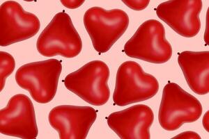 festivo desatado padronizar. vermelho balões em forma de coração em uma Rosa fundo. foto