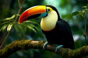 ai gerado vibrante quilha faturado tucano no meio Panamá rico vegetação uma cativante animais selvagens cena ai gerado foto