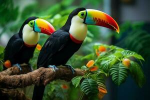 ai gerado vibrante quilha faturado tucano no meio Panamá rico vegetação uma cativante animais selvagens cena ai gerado foto