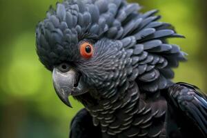 ai gerado uma beautful vermelho atado Preto cacatua. ai gerado foto