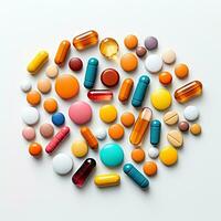 pílulas cápsulas colorida médico em branco fundo foto