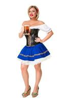 lindo jovem loiro menina do oktoberfest Cerveja stein foto