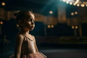 ai gerado bailarina menina teatro estágio. gerar ai foto