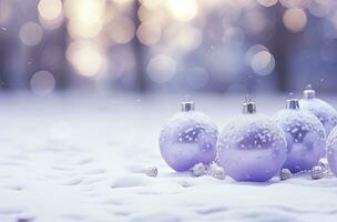 ai gerado Natal decorações bola em neve fundo. ai gerado foto