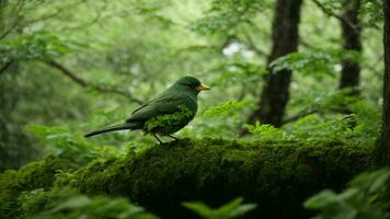 ai gerado explorar a intrincado simbiótico relação entre a absoluto verde árvore natureza fundo e a colorida pássaros este habitar isto. foto