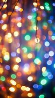 ai gerado uma bokeh efeito foto do colorida Natal luzes