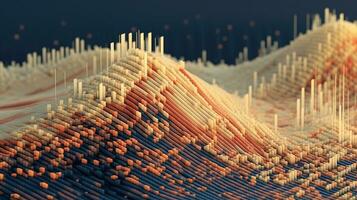 ai gerado generativo ai, estoque mercado gráfico linhas, financeiro gráfico em tecnologia abstrato fundo representar financeiro crise, financeiro colapso. tecnologia conceito, negociação mercado conceito. foto