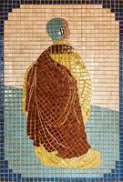 parede mosaico padronizar do chinês monges. foto