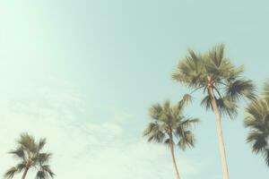 ai gerado uma grupo do Palma árvores e uma azul céu contra eles foto
