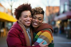 ai gerado lgbt lésbica casal amor momentos felicidade.lgbt relação conceito foto