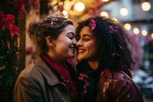 ai gerado lgbt lésbica casal amor momentos felicidade.lgbt relação conceito foto