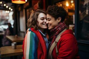 ai gerado lgbt lésbica casal amor momentos felicidade.lgbt relação conceito foto