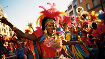 ai gerado o captura a energia do uma carnaval parada foto